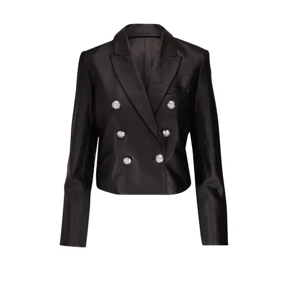 Veronica Beard Nevis Black Leather Cropped Jacket size 6 - Picture 6 of 6